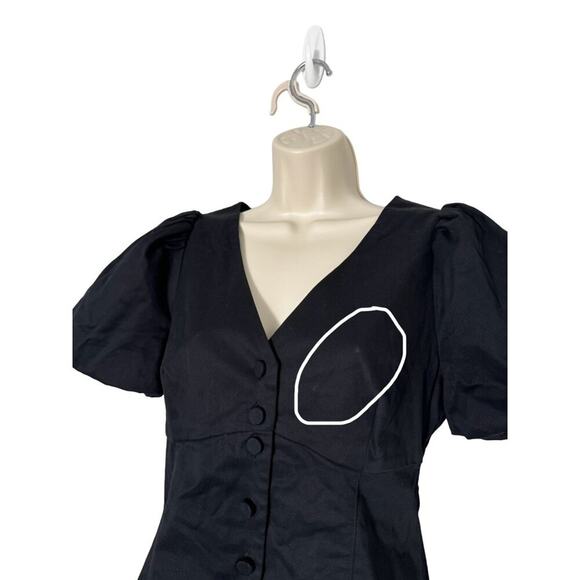 NWT J.Crew Button Front Puff Sleeve Mini Dress Black Size 4 - Picture 12 of 12